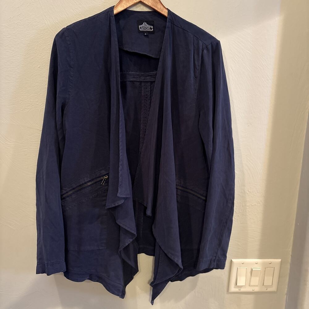 Angie‎ Boho Blue Wrap Cascade Jacket Extra Long Sleeves Oversized S - M